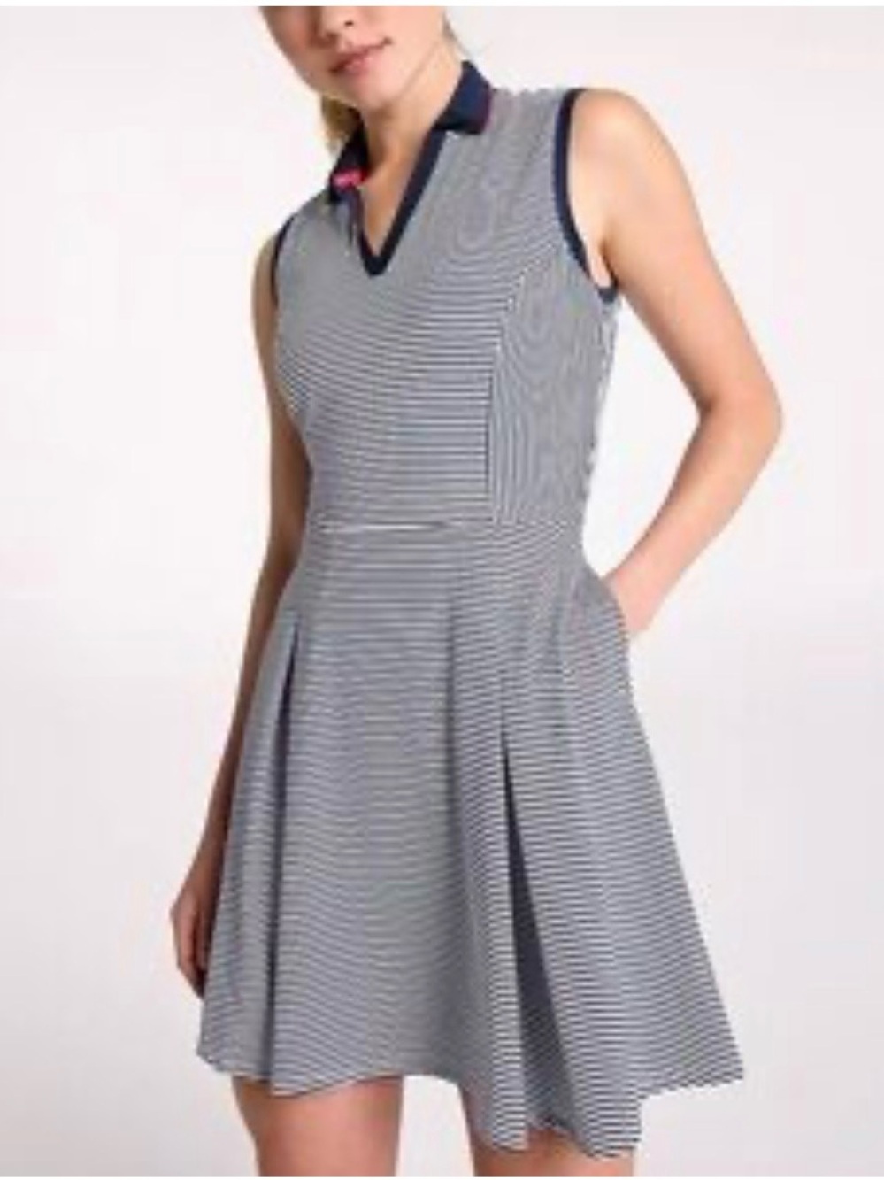 Walter Hagen Sleeveless Navy Stripe Polo Dress with shorts